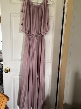 Women’s vintage 80’s formal Dusty Rose Maxi Dress with Tie Waist